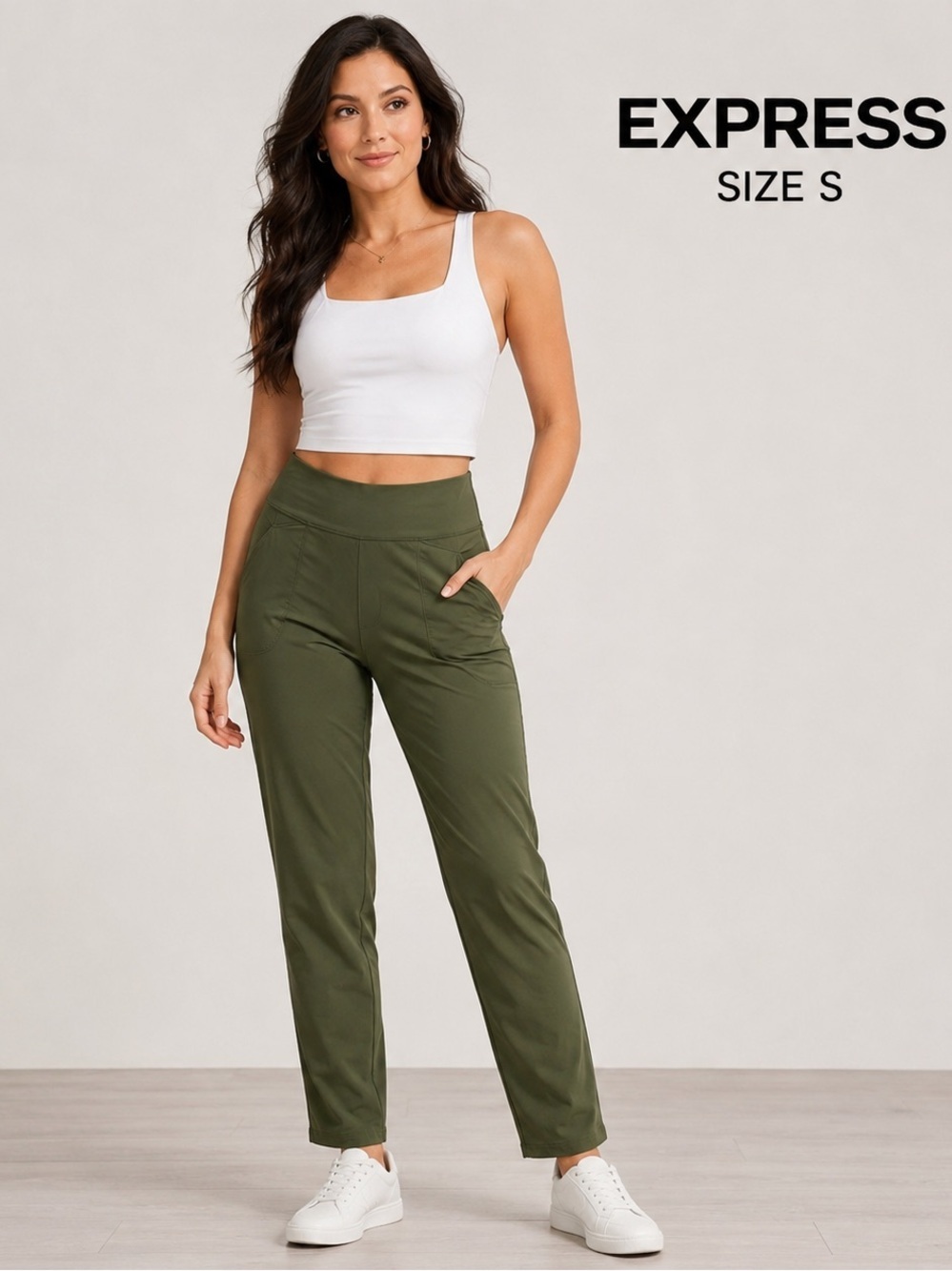 Express Women's Olive Green Stretch Athletic joggers sporty Pants Size S